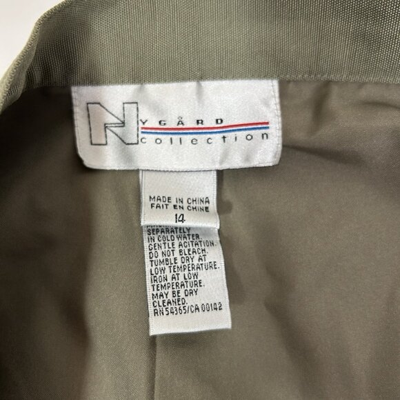 Vtg Nygard Collection 2pc Pants Suit Olive Green Lined Blazer Sz 12 Pants Sz 14 - Picture 9 of 13